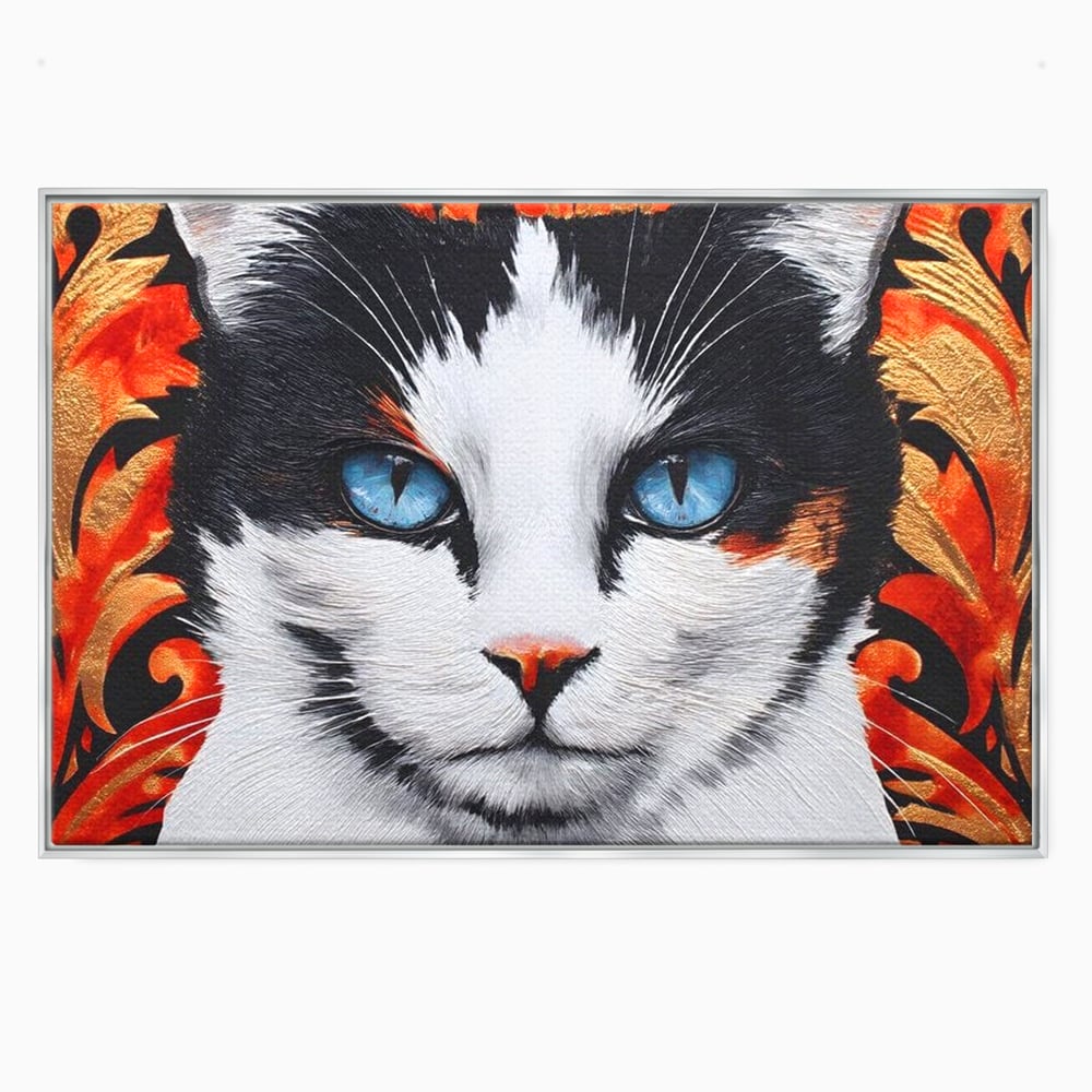 Tablou canvas cu tablou canvas cu ochi de pisica, in rama de aluminiu argintiu